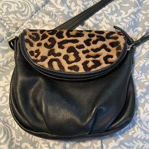 Margot Leopard Print and Black Leather Women's Bag crossbody purse
